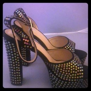 Size 11 platform heels with rhinestones.
